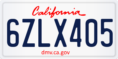 CA license plate 6ZLX405