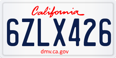 CA license plate 6ZLX426