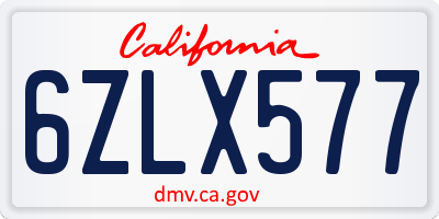 CA license plate 6ZLX577