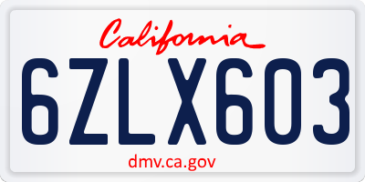 CA license plate 6ZLX603