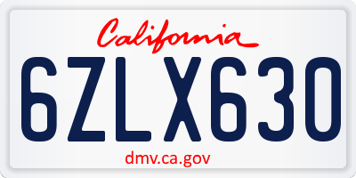 CA license plate 6ZLX630