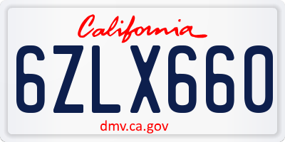 CA license plate 6ZLX660