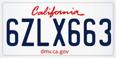 CA license plate 6ZLX663