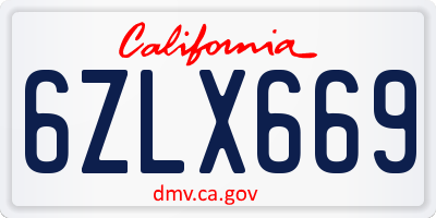 CA license plate 6ZLX669
