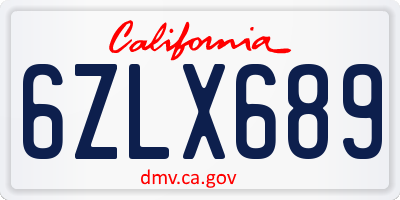 CA license plate 6ZLX689