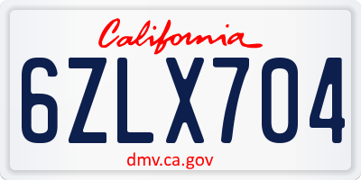 CA license plate 6ZLX704