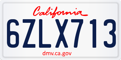 CA license plate 6ZLX713