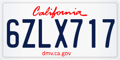CA license plate 6ZLX717