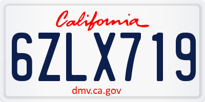 CA license plate 6ZLX719