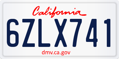 CA license plate 6ZLX741