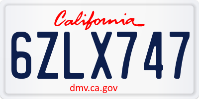 CA license plate 6ZLX747