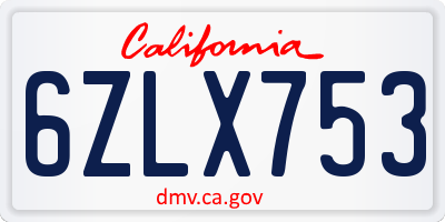 CA license plate 6ZLX753