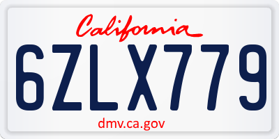 CA license plate 6ZLX779