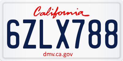 CA license plate 6ZLX788