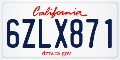 CA license plate 6ZLX871