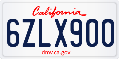 CA license plate 6ZLX900