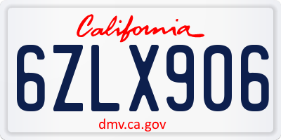 CA license plate 6ZLX906