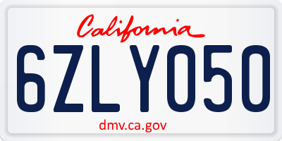 CA license plate 6ZLY050