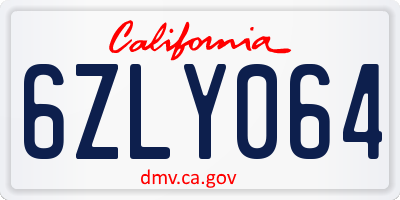 CA license plate 6ZLY064