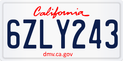 CA license plate 6ZLY243