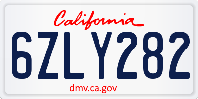CA license plate 6ZLY282