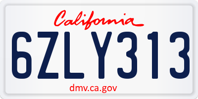 CA license plate 6ZLY313