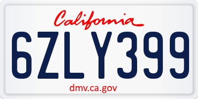 CA license plate 6ZLY399
