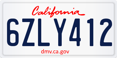 CA license plate 6ZLY412