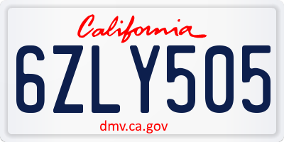 CA license plate 6ZLY505