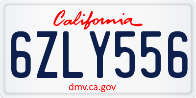 CA license plate 6ZLY556