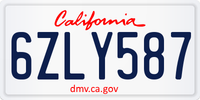 CA license plate 6ZLY587