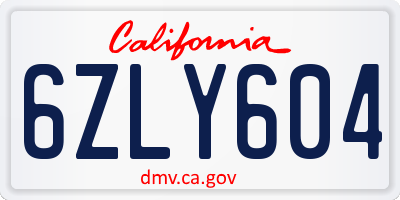 CA license plate 6ZLY604