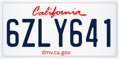 CA license plate 6ZLY641
