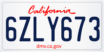 CA license plate 6ZLY673