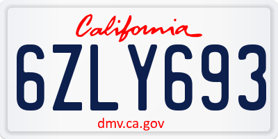 CA license plate 6ZLY693
