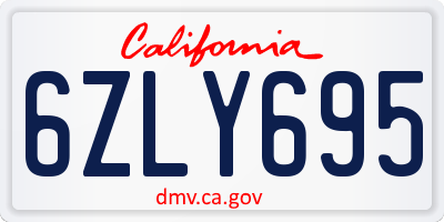 CA license plate 6ZLY695
