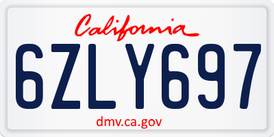 CA license plate 6ZLY697