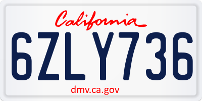 CA license plate 6ZLY736