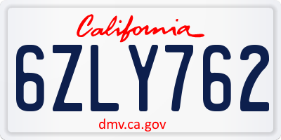 CA license plate 6ZLY762
