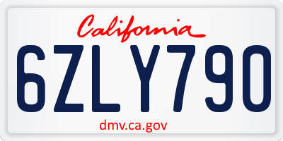 CA license plate 6ZLY790
