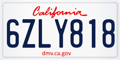 CA license plate 6ZLY818