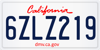 CA license plate 6ZLZ219