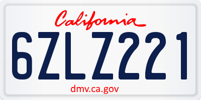 CA license plate 6ZLZ221