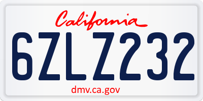 CA license plate 6ZLZ232