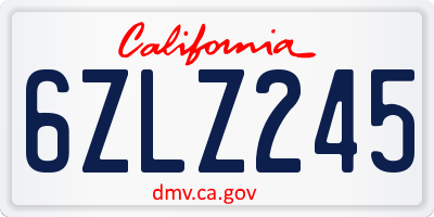 CA license plate 6ZLZ245