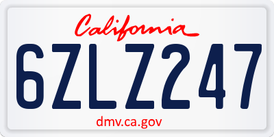 CA license plate 6ZLZ247