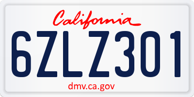 CA license plate 6ZLZ301