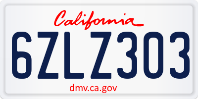 CA license plate 6ZLZ303