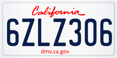 CA license plate 6ZLZ306