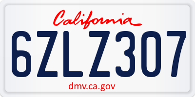 CA license plate 6ZLZ307